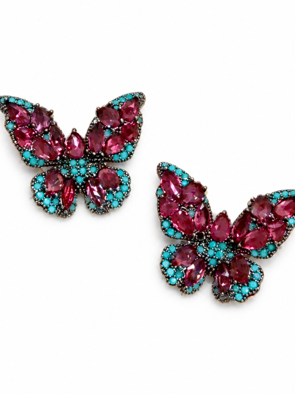 Pink & Turquoise Rhinestone Butterfly Earrings – 925 posts